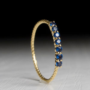 Huitan Thin Band Blue Cubic Zircon Women Rings Gold Color Chic Finger Accessories Daily Wear Fashion Versatile Jewelry Drop Ship