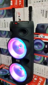 FREE USB 12"x2 Double Speaker Bluetooth Wireless Speaker FREE Wireless Mic (w/USB & FM Radio) K-1290D