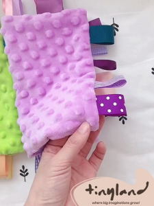 Baby Tags Security Blankets Baby Soothing Plush Blanket with Colorful Tags Square Sensory Toys