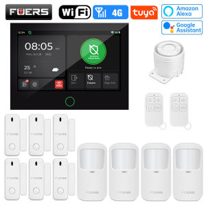 FUERS 7 Inch TFT Screen 4G LTE WiFi Tuya Smart Home Security Alarm System G70 FSK Wireless Home Burglar Security Alarm System
