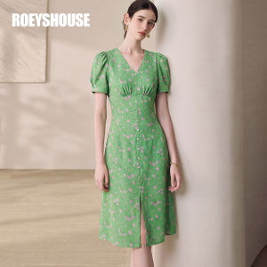 Roey s house | Floral V-Neck Puffed Sleeve A-Line Summer Dress