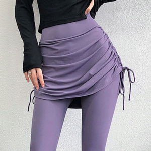 Womens High Waist Yoga Pants Fake Two Piece Sports Skirt And Pants Elastic Hip Lifting Slim Fit Gym Sports Leggings Yoga Wear