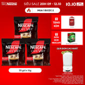 [ƯU ĐÃI THÁNG 10] [FREESHIP HCM] Combo 3 Bịch Cà phê đen Hòa tan NESCAFÉ CAFE VIỆT Vị Mạnh đặc trưng (Túi 35 gói x 16g)