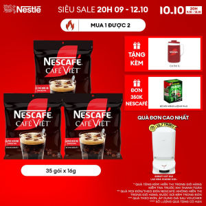 [ƯU ĐÃI THÁNG 10] [FREESHIP HCM] Combo 3 Bịch Cà phê đen Hòa tan NESCAFÉ CAFE VIỆT Vị Mạnh đặc trưng (Túi 35 gói x 16g)
