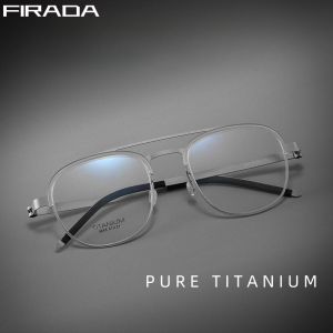 Firada thời trang sang trọng eyelasses nữ hoài cổ Đôi Chùm Titan nguyên chất kính thoải mái Kính mắt theo toa khung người đàn ông 9848
