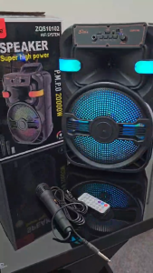 ลำโพงบลูทูธ ลำโพงเสียงดี ดอก10นิ้ว ZQS10102 แถมไมค์ลอย+ไมค์สาย+รีโมท 20W รองรับAUX TF USB ปรับเสียง/ไฟได้ เบสแน่น ลำโพงกลางแจ้ง