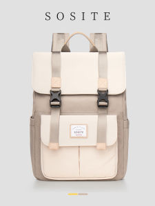 SOSITE  Style Nylon Backpack for High School Students 15.6 Inch Laptop Bag Dual Shoulder Straps Magnetic Buckle Closure Pure Color