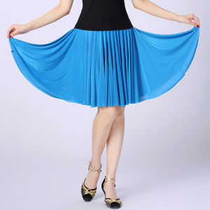 2025 New Summer Latin Dance Skirt Adult Square Dance Half-length Skirt Big Flounce Dance Skirt Milk Silk Loose Fit Mid-length