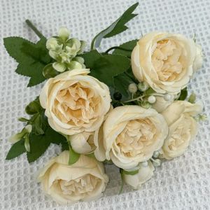 1/2Pcs 30cm Rose White Silk Bouquet Peony Artificial Flower Buds Bride Wedding Decor Home Decoration Fake Flower Valentines Day