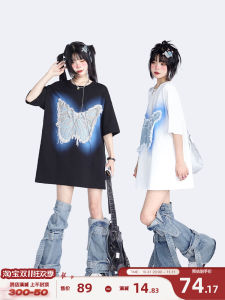 Short Sleeve T-Shirt Women Summer Multi-BAZAR Butterfly Embroidery round Neck Cotton Casual Sweet And Spicy Style Spring