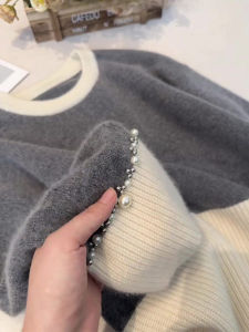 UYFY | เสื้อสเวตเตอร์ถักคอปกกลมสีเทาสำหรับผู้หญิง ฤดูใบไม้ร่วง/ฤดูหนาว เสื้อสเวตเตอร์ถักแขนยาวแบบใหม่ ดีไซน์เข็มขัด ทรงเข้ารูป แขนยาว ปกติ