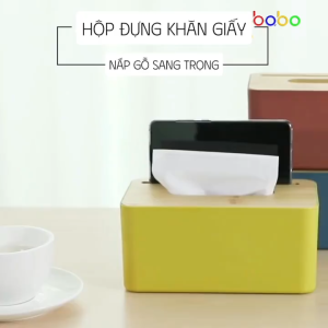 Hộp Đựng Khăn Giấy Nắp Gỗ Babo Cao Cấp – Sang Trọng Đa Năng Cho Phòng Khách Bàn Ăn Bàn Làm Việc TB28