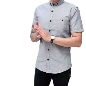 Kemeja lengan panjang polos soft grey abu muda | kemeja pria dewasa | kemeja casual kasual