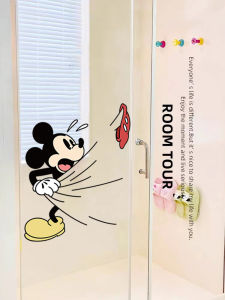 Dép Đi Trong Nhà Mickey Cartoon Thiết Kế Sáng Tạo Tranh Thủy Tinh Phòng Tắm Chống Thấm Nước Tranh Trang Trí Cửa Trượt Tranh Tường