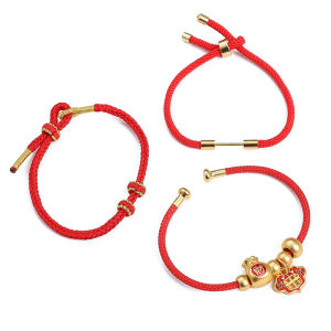 สายสร้อยข้อมือด้ายไนลอนแดงเชือกสายถักลายแบบง่ายพร้อมสำหรับทำเครื่องประดับสร้อยข้อมือแบบทำมือ