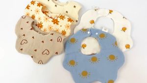 Baby Cotton Bibs for Boys and Girls Adjustable Snap Bibs for Teething and Drooling for Baby Feeding Cotton Bibs