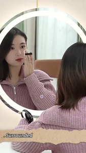 LED adjustable three color bathroom mirror intelligent anti fog gold/black border makeup mirror