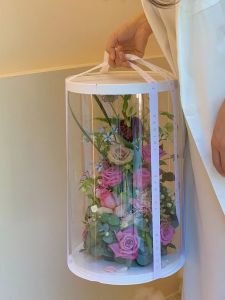 Childrens Day Valentines Day 520 Flower Transparent Heightened round Gift Box Snack Hug Bucket Cake Box Money Can Buy