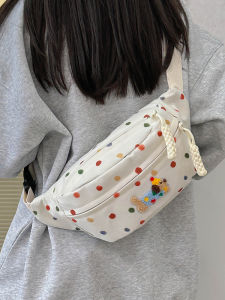 New Colorful Print Polka Dot Small Crossbody Bag Casual Korean Style Womens Fashionable Versatile Dog Chest Bag