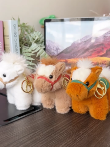SKISOPGO Horse Plush Doll Keychain Cute Pony Key Chain Bag Stuffed Animals Fluffty Pendant Kid Birthday Gift