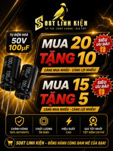 Tụ điện hóa 50V 100µF - Mua 20 tặng 10 - Mua 15 tặng 5 - Chính hãng 100% - Chất lượng ổn định - Hiệu suất cao - Giá tốt nhất - Siêu ưu đãi!