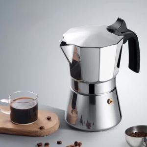 JUSTINLAU 150/300ML Octagonal Moka Pot Stainless Steel Italian Coffee Pot Home Espresso Maker Hand Brewing Coffee Accessories