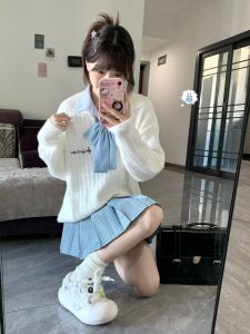 กระโปรงสั้นลายสก็อต JK สำหรับผู้หญิง ฤดูใบไม้ร่วง/ฤดูหนาว กระโปรงสั้นทรงเอสีน้ำเงิน กระโปรงสั้นสตรีทแวร์สำหรับนักเรียนหญิง