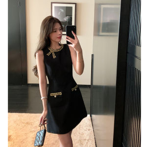 French Miu Style Slim Fit Short Black Dress