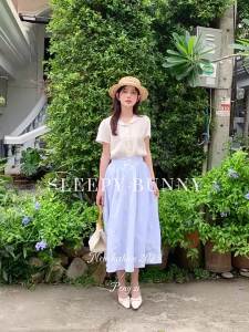 Floral Embroidery High Waist A-line Slimming Skirt