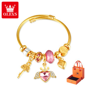 OLEVS bracelet for women European and American fashion alloy key pendant temperament luxury titanium steel bracelet