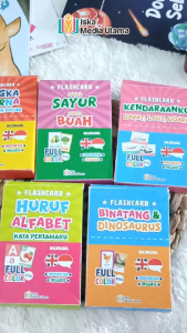 (Dapat 5 Box) Mainan Edukasi Flashcard superlengkap bilingual dua sisi berwarna tebal