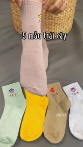 Set 5 đôi tất nữ cổ cao thời trang GOMTAT vớ cao cổ nữ màu sắc hoạ tiết dễ thương chất liệu dày dặn mềm mại - CBCAO