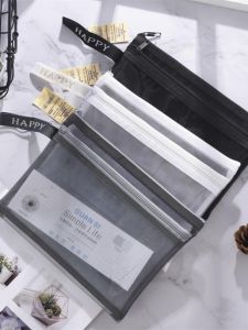A5 Double-Layer Exam Pencil Case Large Capacity Mesh Transparent Bag High School Entrance Examination College Entrance Examination Students Supplies Stationery Case Wholesale