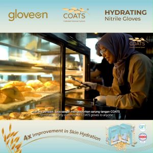 GloveOn COATS Hydrating Nitrile Gloves (Blue) – Soothe & Protect Dry Sensitive Hands | Food Safe | 50pcs