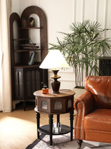 French Vintage Corner Shelf Solid Wood Triangle Cabinet Living Room Decorative Cabinet Integrated against the Wall Storage Rack