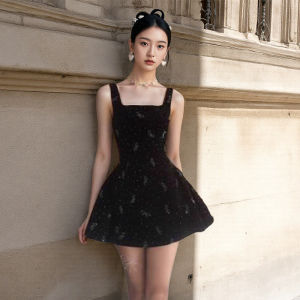 Chic Bow Drill Embellished Luxury Summer Party Dress