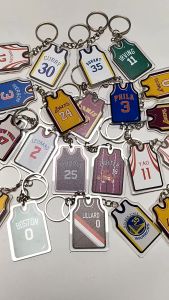 Acrylic NBA Jersey Keychain Double-Sided Printed - Car Hanging & Bag Pendant Couple Backpack Charm Mini Gift for Fans