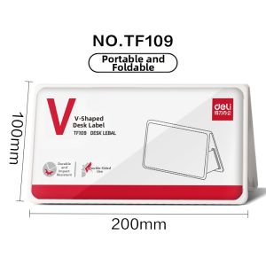 deli | Transparent Foldable Display Nameplate V-shape