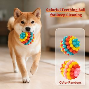 Indestructible Dog Chew Toy-TPR Bite- Material Vibrant Colors Chewable Teething Toy for Dog Soft Training BallTeeth Cleaning