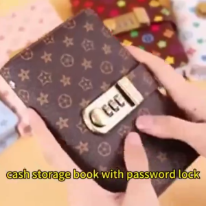 100 Envelopes Money Saving Challeng with Passwork Lock PU leather A6 Binder Cash Storage Book