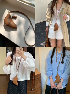 JIVIVIL Túi đeo chéo hình sừng trâu độc đáo với dây đeo tháo rời cho phụ kiện thời trang