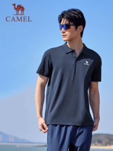 เสื้อยืดแห้งเร็วอูฐผู้ชายเสื้อยืดเสื้อโปโลเล่นกีฬาลำลองระบายอากาศ