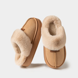PUXI | Heel Boost Warm Slip-Resistant Simple Fur Lined Slippers