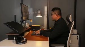 Stock Monitor Laptop Desk Stand Mount Dual Aluminum Arm for 17-32” Monitor and 12-17” Notebook Computer VESA Mount