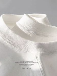 เสื้อยืดคอกลมแขนสั้นผ้าฝ้ายแท้ 200 กรัม สีขาว สำหรับฤดูร้อน 2024 เสื้อชั้นในผู้ชายและผู้หญิง ชุดคลาส