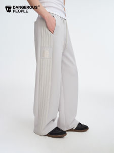 Dangerous People DSP Striped Straight Leg Knitted Casual Pants Air Layer Drapey Fashionable Youthful Polyester Cotton Blend