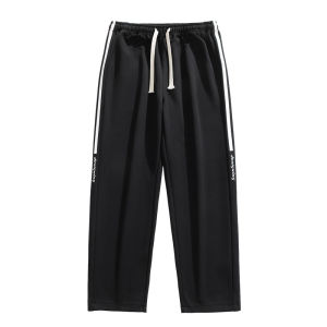 Cotton Trendy Mens Sweatpants Straight Leg Loose Fit Casual Trousers Autumn Spring Fashionable Breathable Polyester Fiber