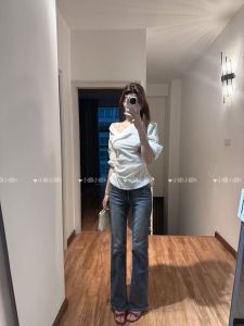High Waist Denim Jeans Womens Slim Fit Butt Lifting Washed Narrow Version Korean Style Fashionable And Comfortable Long Pants