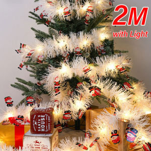 YESPERY 2M Christmas Ribbon Lights with Santa Claus Snowman Sequin Xmas Tree Hanging Garland Fairy String Lights Home Christmas Decoration Party Supplies