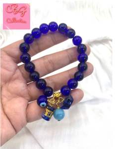 2027 Color of the Year with Aqua Stone/ Maney Bar/Evil Eye /Mantra Lucky Charm Bracelet (for Kid & Adult)